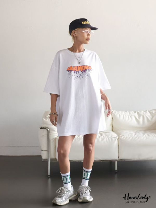 WKA16 印花字母OVERSIZE長版T 