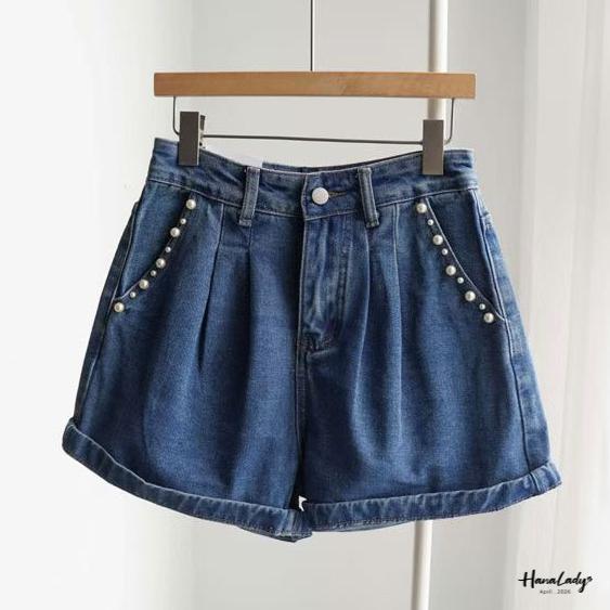 LFA82 口袋釘珠丹寧短褲 