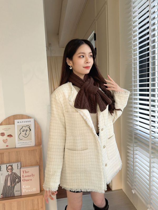 WQB39 麻花編織交叉圍巾 