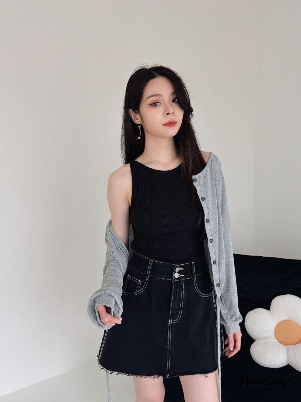 LFA30 柔軟親膚棉排釦下抽繩上衣 