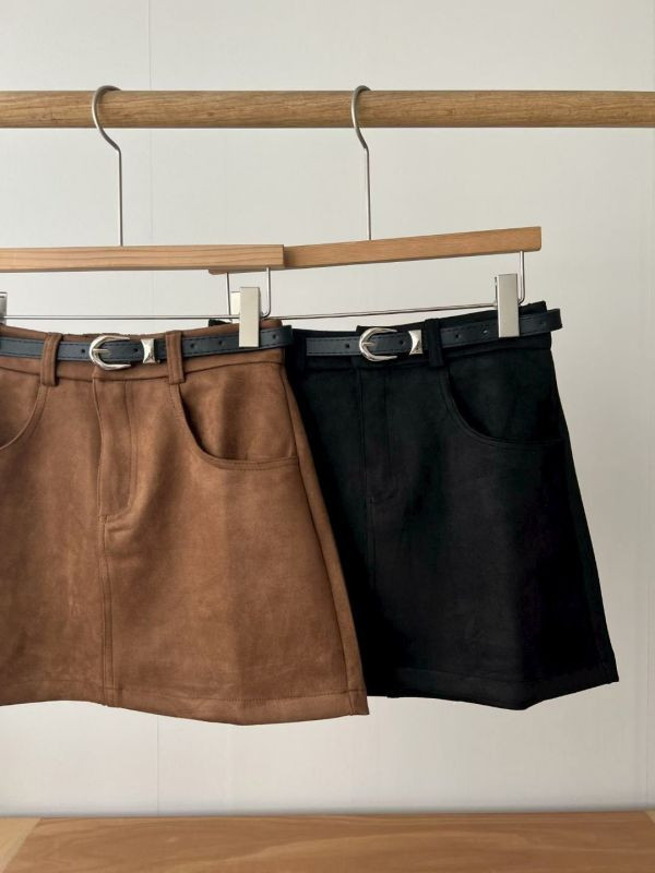 WQA27 好舒服附腰帶麂皮褲裙 