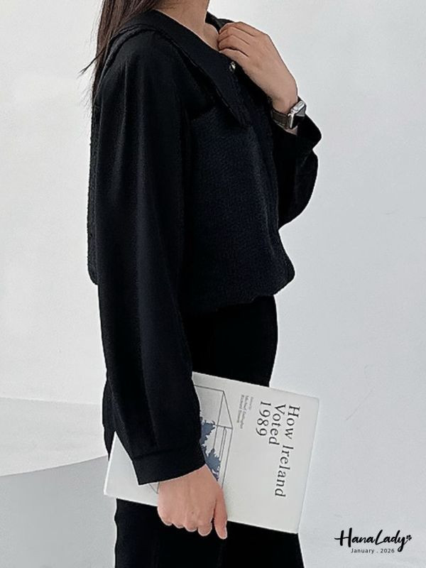 LEA23 超級美麗的毛呢雪紡上衣 