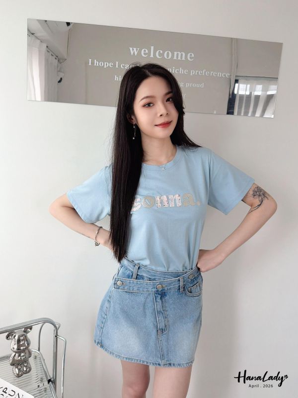 LFA27 毛呢燙銀涼感親膚棉T 