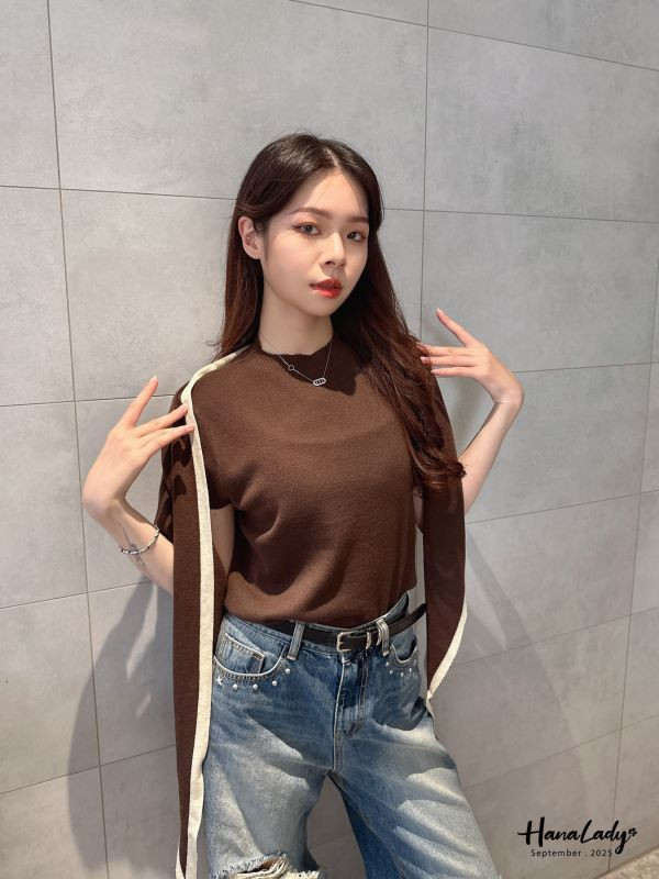 WKA80 兩件式領巾設計針織上衣 