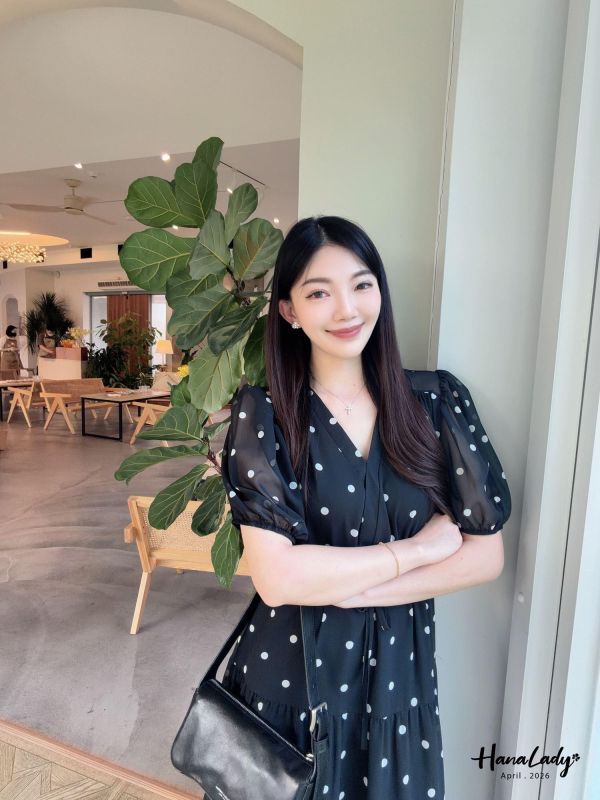 LFA22 復古點點雪紡長洋 