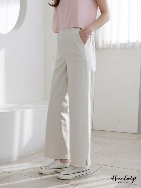 LFA34 經典直筒小開衩休閒褲 