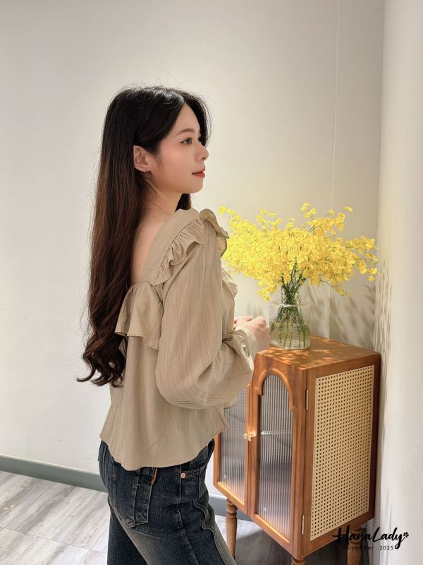 WJA57 微美荷葉方領上衣 