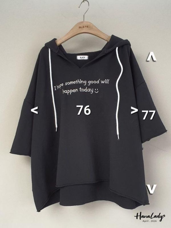 LFA10 刺繡微笑字母連帽抽繩T 