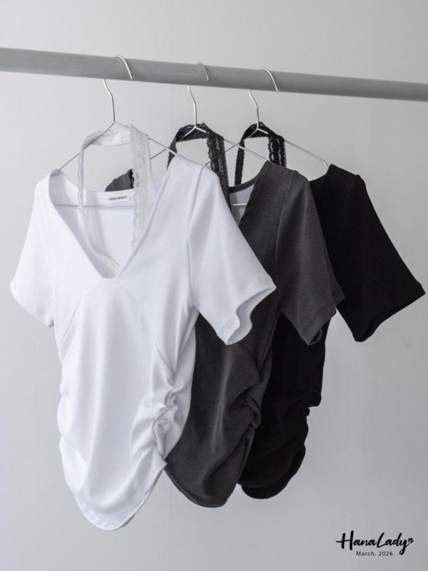 LSA10 設計感蕾絲繞脖上衣 