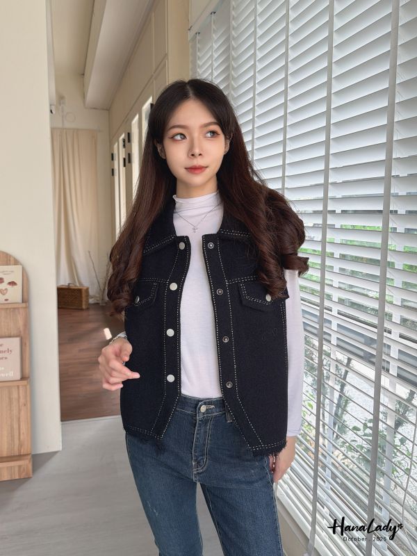 WTA38 領可拆Q毛針織背心 