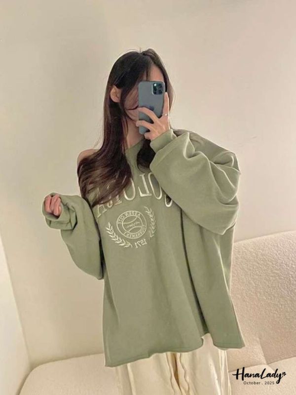 WTA55 美式刺繡圖紋慵懶T 