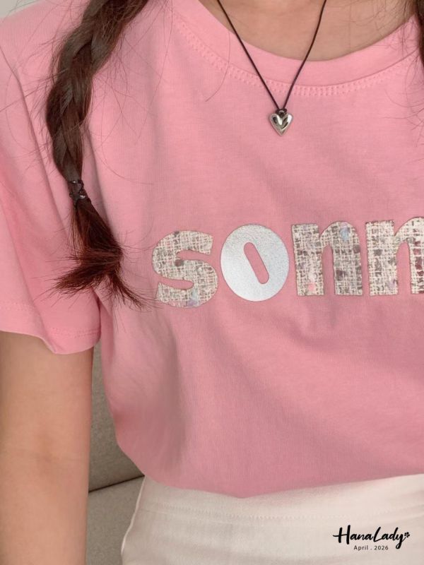 LFA27 毛呢燙銀涼感親膚棉T 