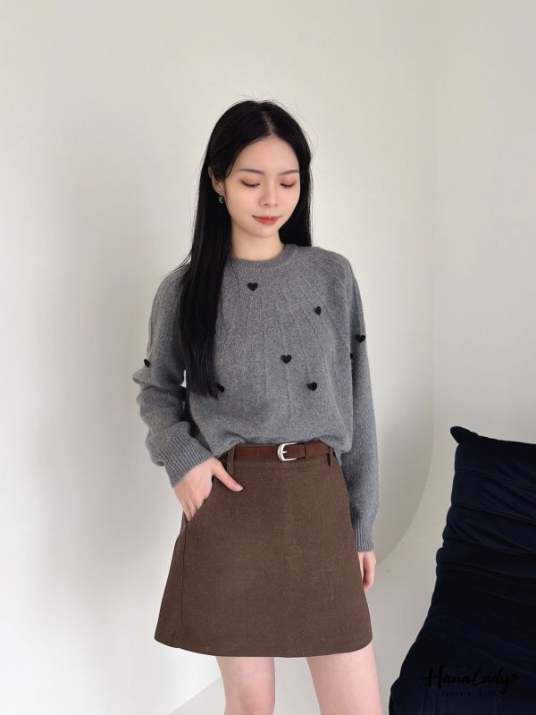 LEA68 絨布愛心親膚毛料針織上衣 