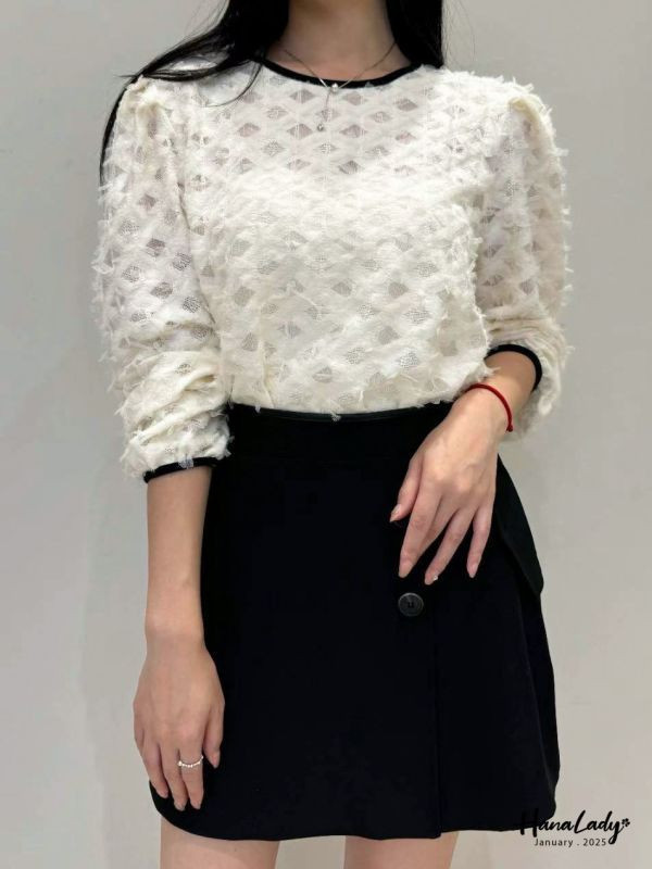 WEA07 甜美蝴蝶紗毛料上衣 