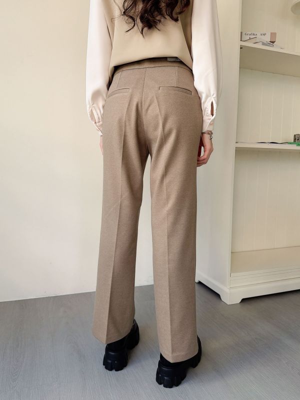 WQA55 暖呼呼毛料西裝喇叭褲 