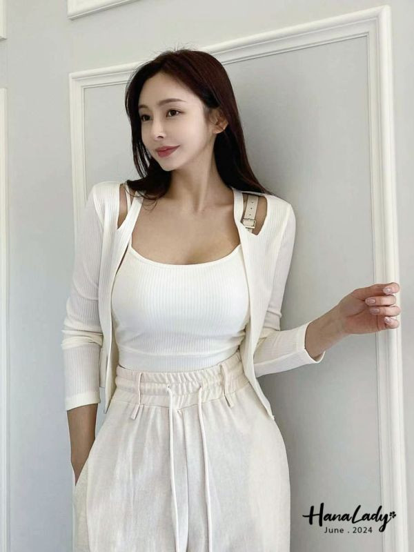 FLA97 單邊皮革肩帶造型兩件式 