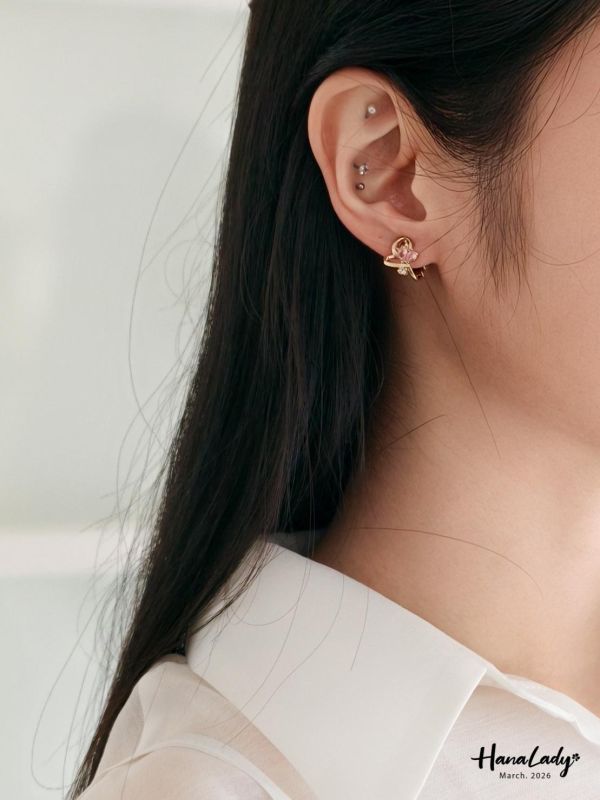 LSA71 愛心小鑽耳夾式耳環 