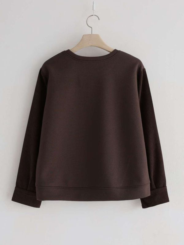 WQA42 立體繡花燈心絨袖上衣 