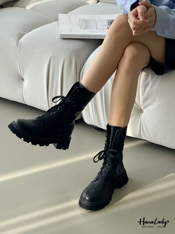WJB27  秋冬必收粗帶造型軍靴 