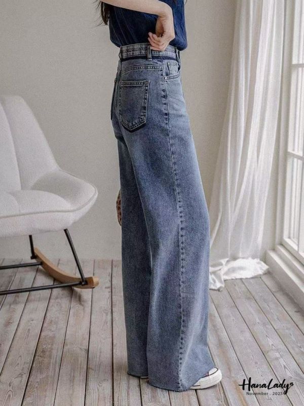 WJA32 造型深邊直筒丹寧褲 