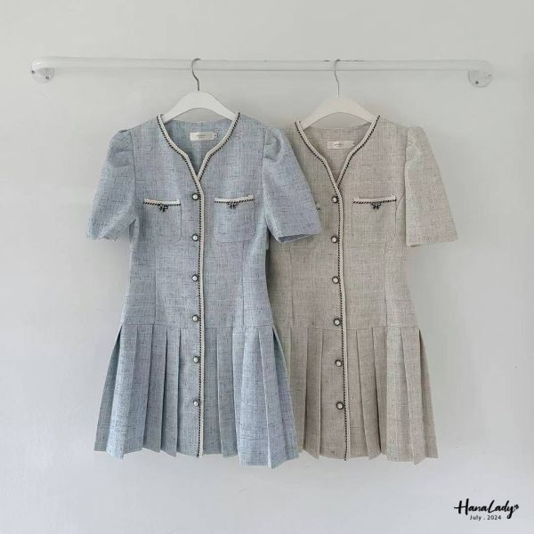 FCA94 精緻小香捲邊百摺短洋 