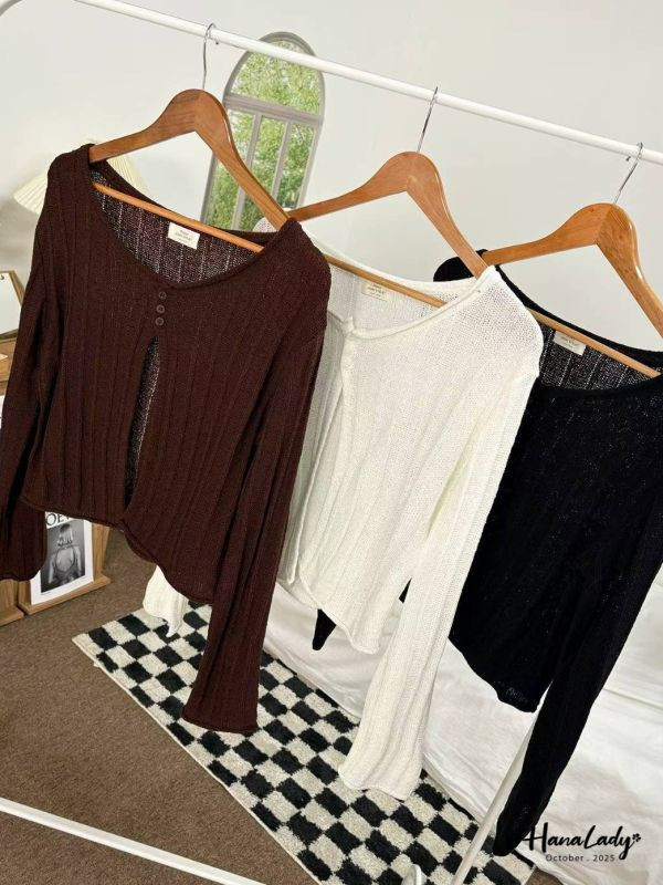 WTA31 設計感前開衩針織衫 