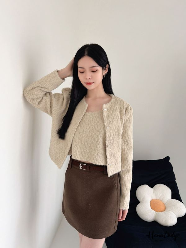 LEA38 高質感氣質毛絲兩件式上衣 