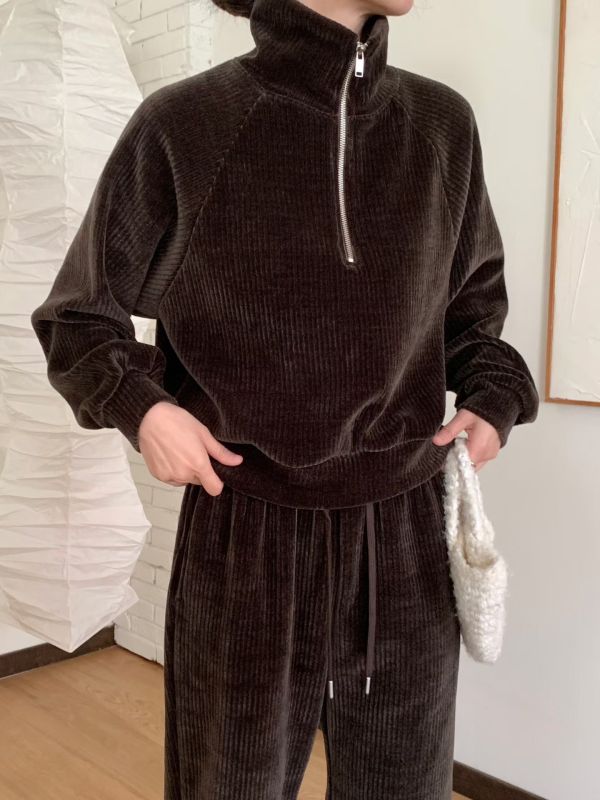 WQA93 率性簡約燈芯絨拉鍊上衣 