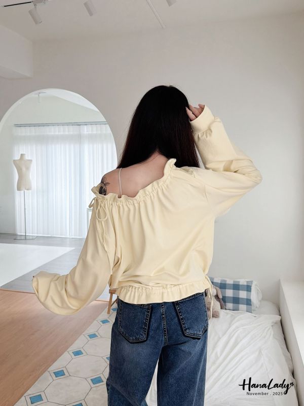 WJA49 親膚舒適造型抽繩上衣 