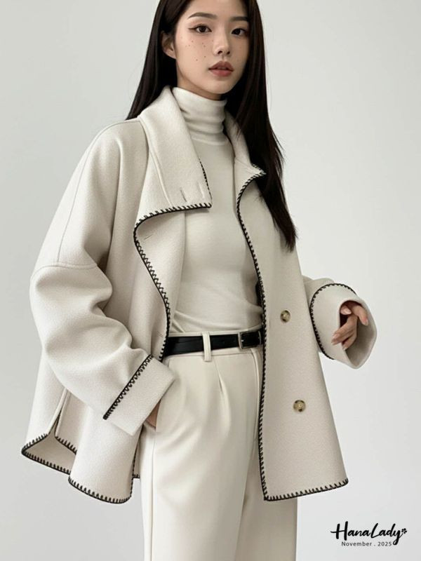 WJA72 考克滾邊厚絨翻領外 