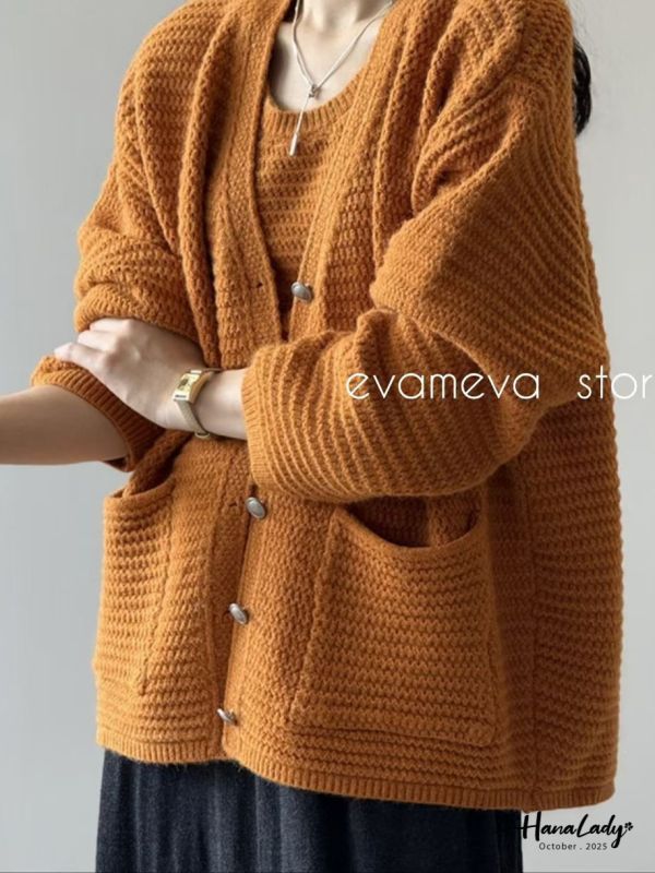 WJB37 超質感兩件式波浪勾針織上衣 