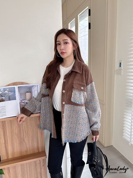 FTA87 銀線毛呢燈芯絨排釦衫 