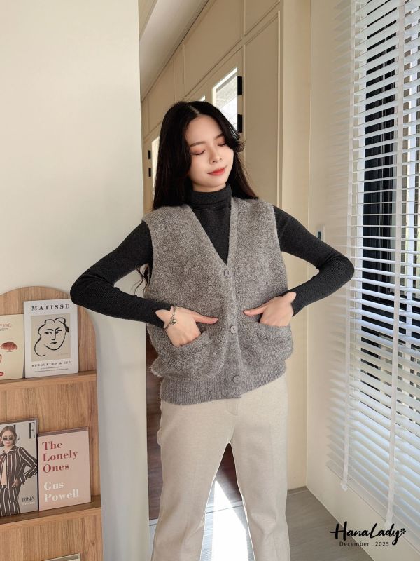 WQB07 兩件式高領針織背心上衣 