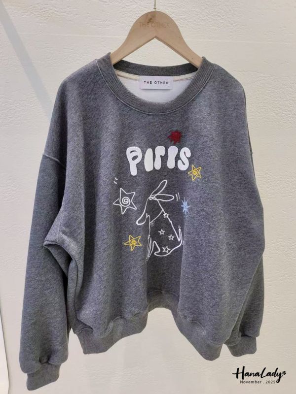 WJA18 狗狗塗鴉刺繡寬版大學T 