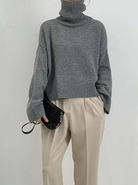 WQA70 簡約高領針織上衣 