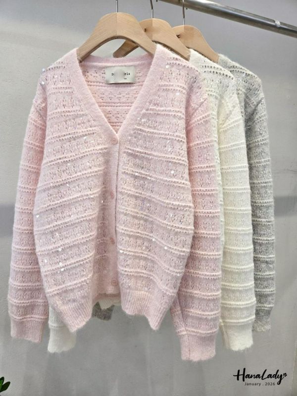 LEA21 簍空洞洞亮片針織上衣 