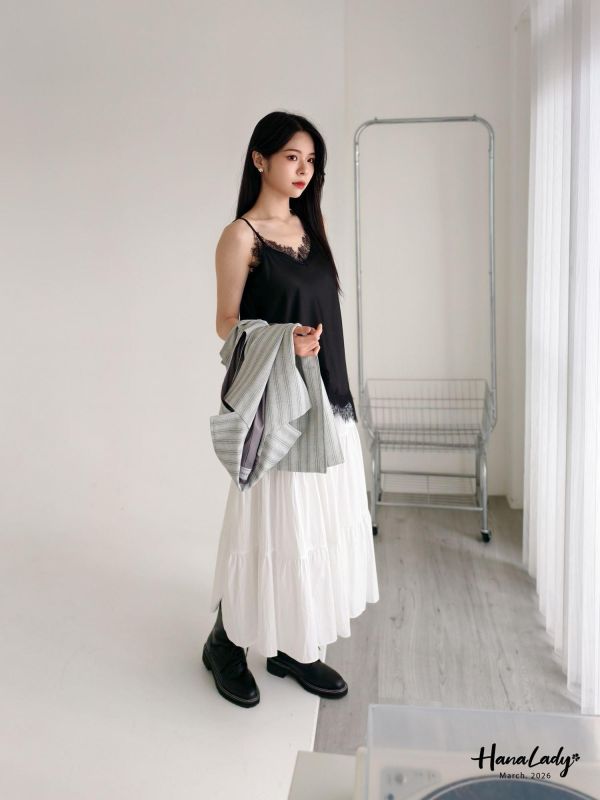 LSA62 高單蕾絲斜擺設計背心 