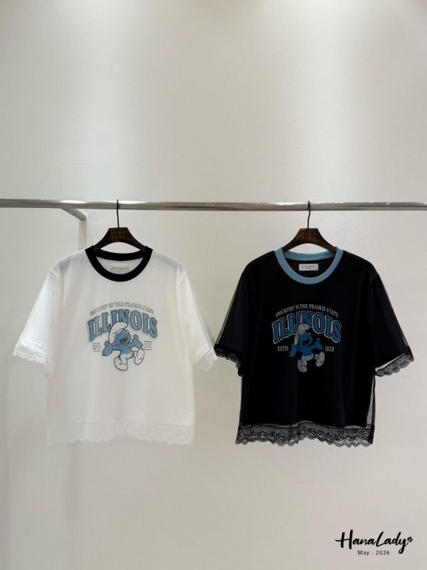 LWA10 童年藍精靈蕾絲紗T 