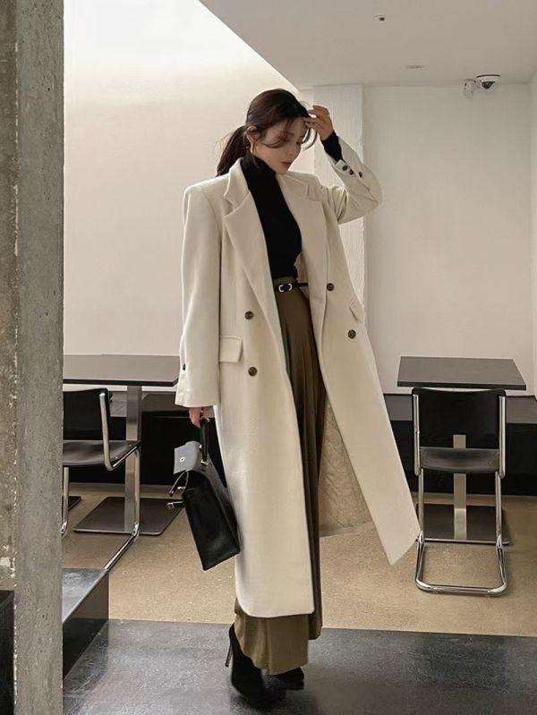 WQA87 三角翻領微舖棉羊毛大衣 