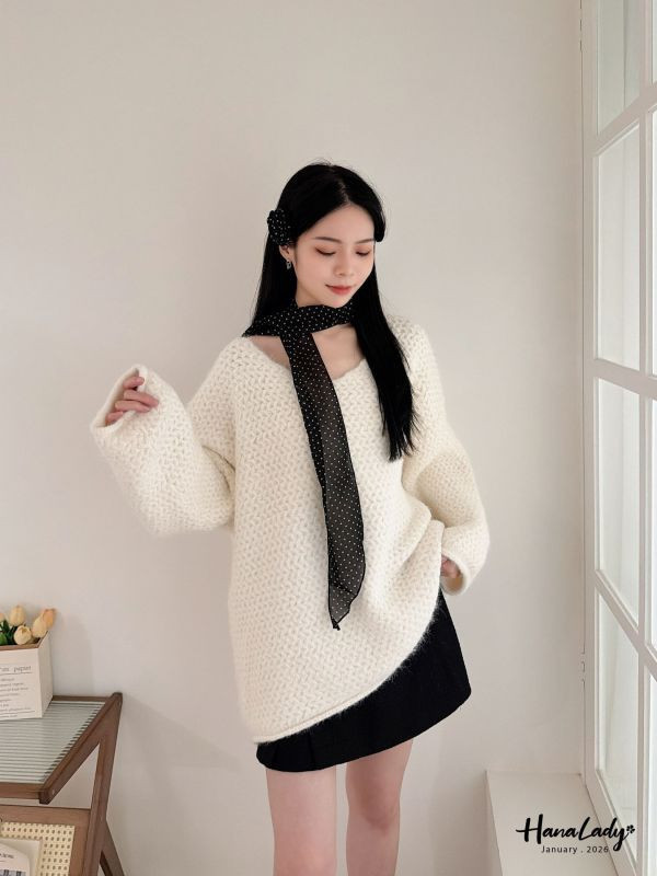 LEA48 休閒針織點點三件組 