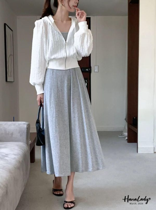 LSA21 簡約立體感長裙套裝 