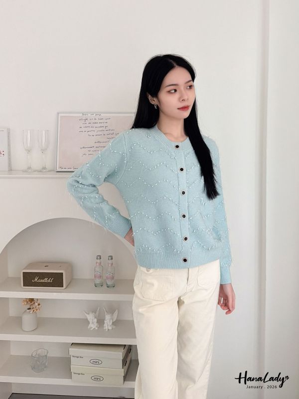 LEA34 金蔥細閃毛絲球球上衣 