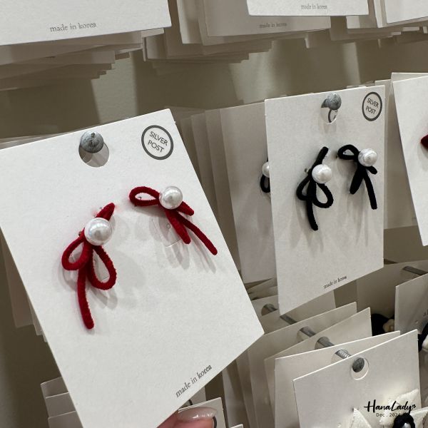 FQB46 毛線綁結珍珠耳環 