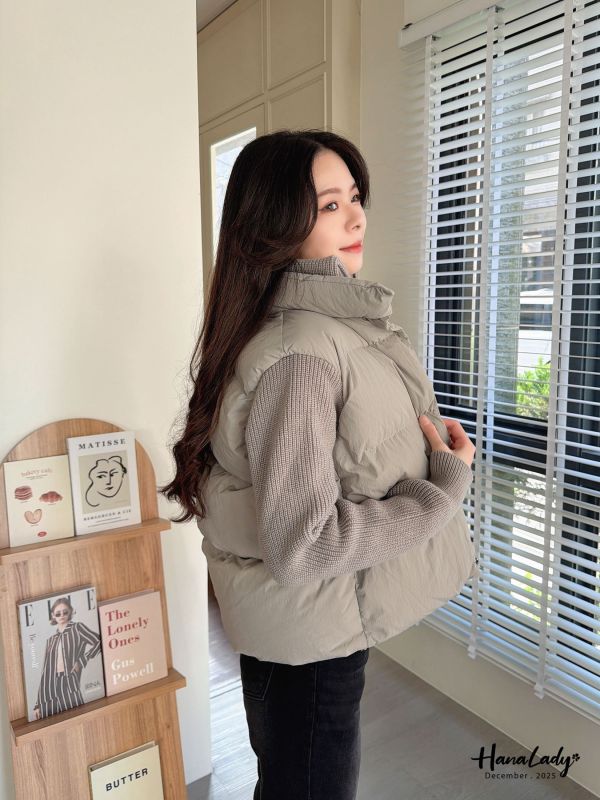 WQA95 雙層領針織拼接鋪棉外 