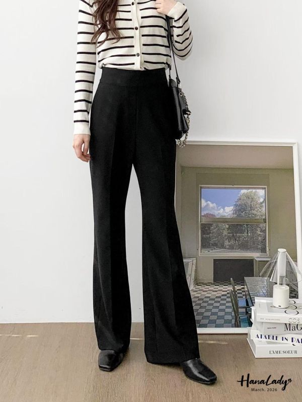 LSA59 必收簡約顯瘦喇叭褲 