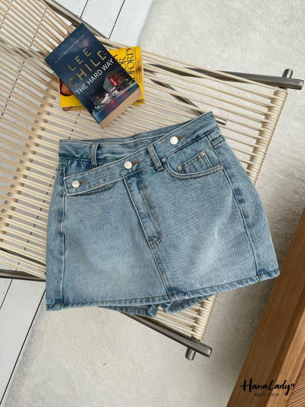 LFA59 造型斜扣設計丹寧褲裙 