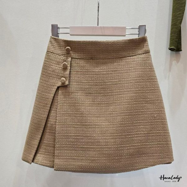 LEB07 精緻小香風開衩設計褲裙 