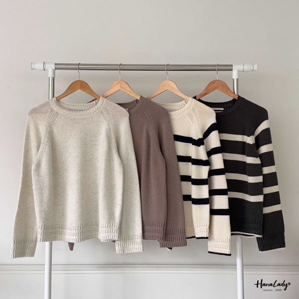 LEA25 坑條滾邊針織上衣 