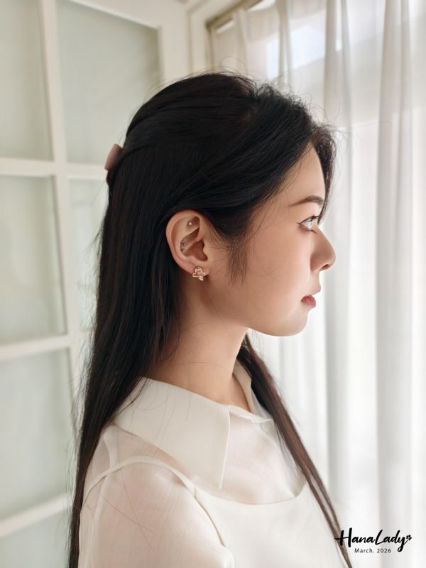 LSA71 愛心小鑽耳夾式耳環 