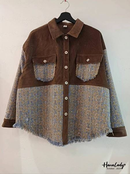 FTA87 銀線毛呢燈芯絨排釦衫 